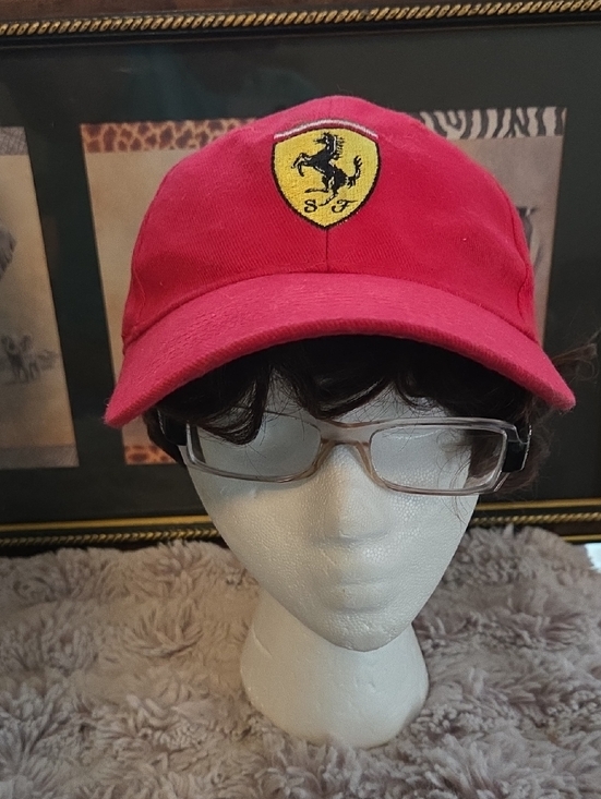 Ferrari Red Adult Baseball Hat with Yellow Shield Emblem
